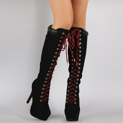 Chic Knee-Length Stiletto Boots - - heels