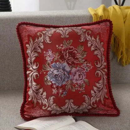 Flower Embroidery Sofa Throw Pillow Pillows & Cushions Blended Jacquard Cover red blue