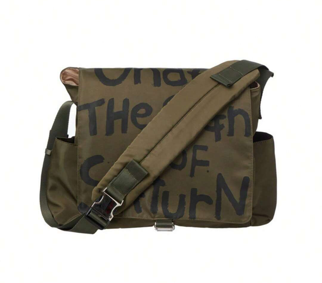 Canvas Messenger Bag Crossbody Bag Letter Printed Waterproof Shoulder Nylon College Student Women's Shoulder Bag Goth Punk Shoulder Satchels Harajuku Grunge Handbag - -