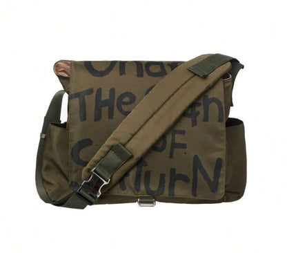 Canvas Messenger Bag Crossbody Bag Letter Printed Waterproof Shoulder Nylon College Student Women's Shoulder Bag Goth Punk Shoulder Satchels Harajuku Grunge Handbag - -