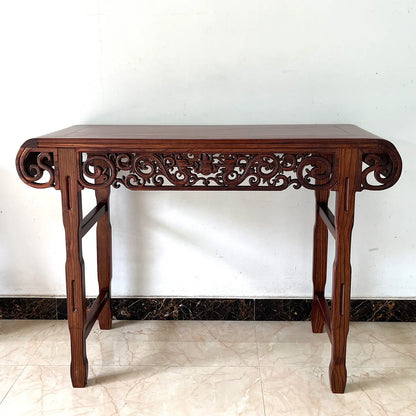 Solid Wood Guqin Console Table – Scroll-Head Altar Table - - Religious Altar Table
