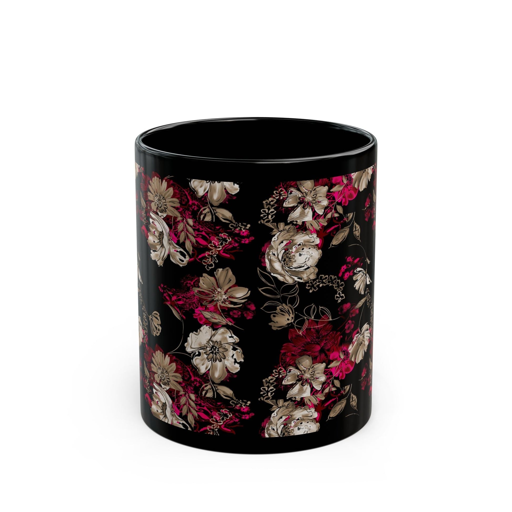 Rose Floral Black Mug - Kia Day Design