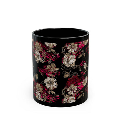 Rose Floral Black Mug - Kia Day Design