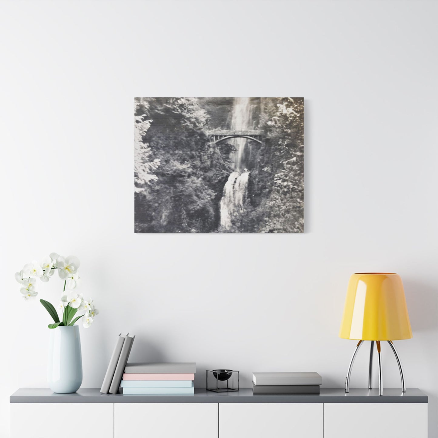 Multnomah Falls Oregon Satin Canvas, Stretched