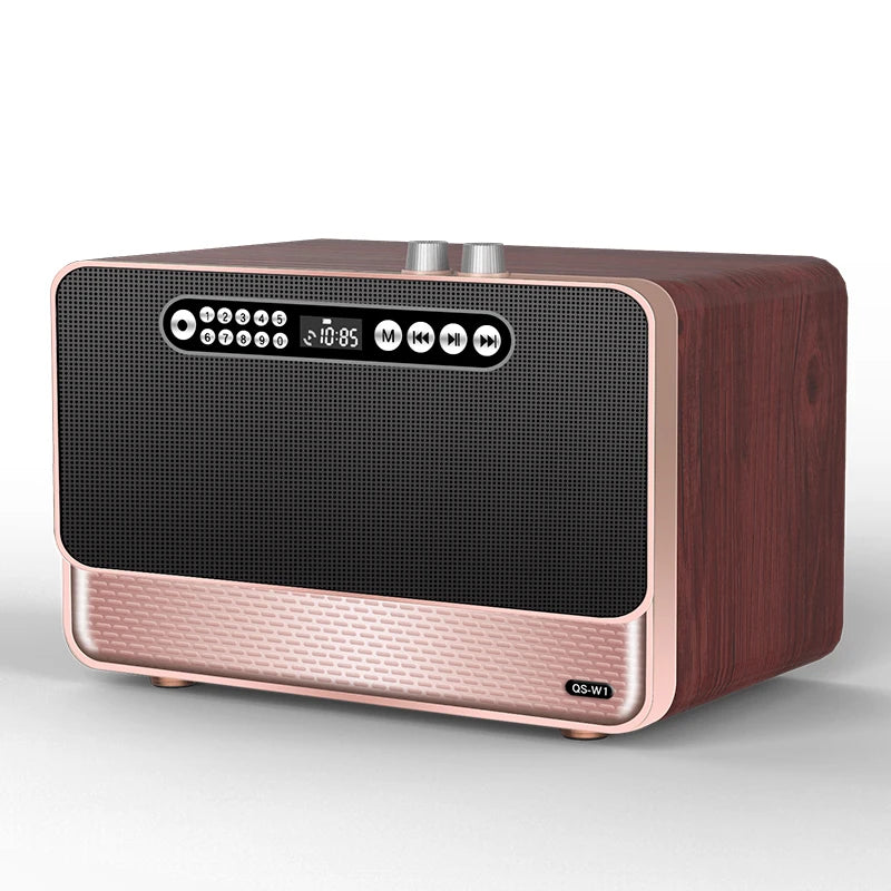 Wood Radio With Built-In 30W Speakers With Dual Speakers and Bass Support