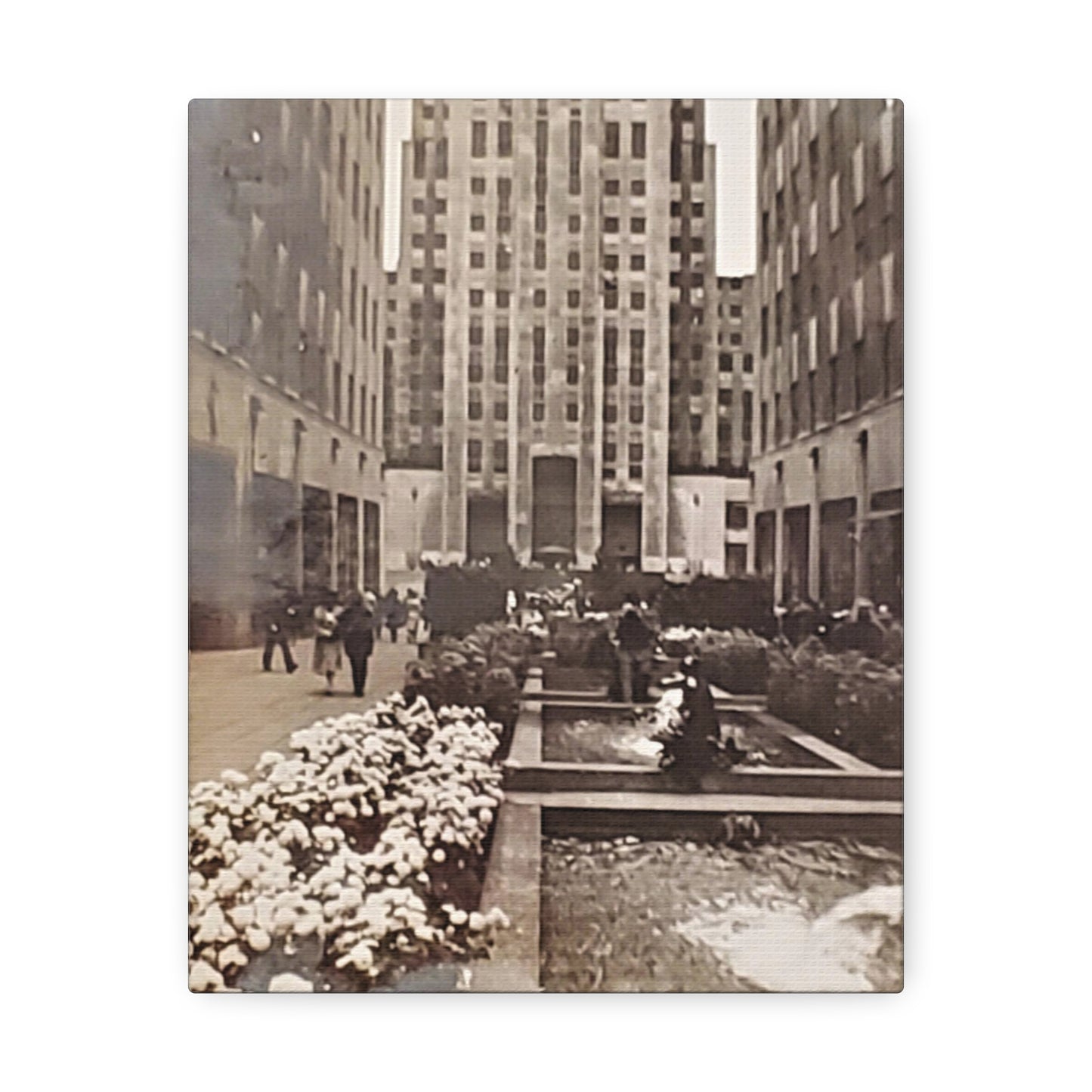 Rockefeller Plaza Stretched Canvas