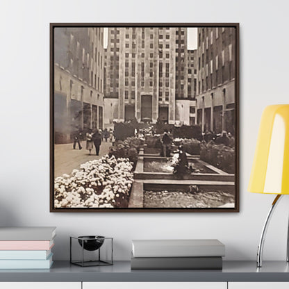 Rockefeller Plaza Gallery Canvas Wraps Square Frame 30″ x 30″ Premium Gallery Wraps (1.25″) Walnut