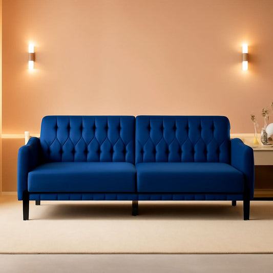77 Inch Velvet Convertible Sofa Bed Featuring Armrests - - Sleeper