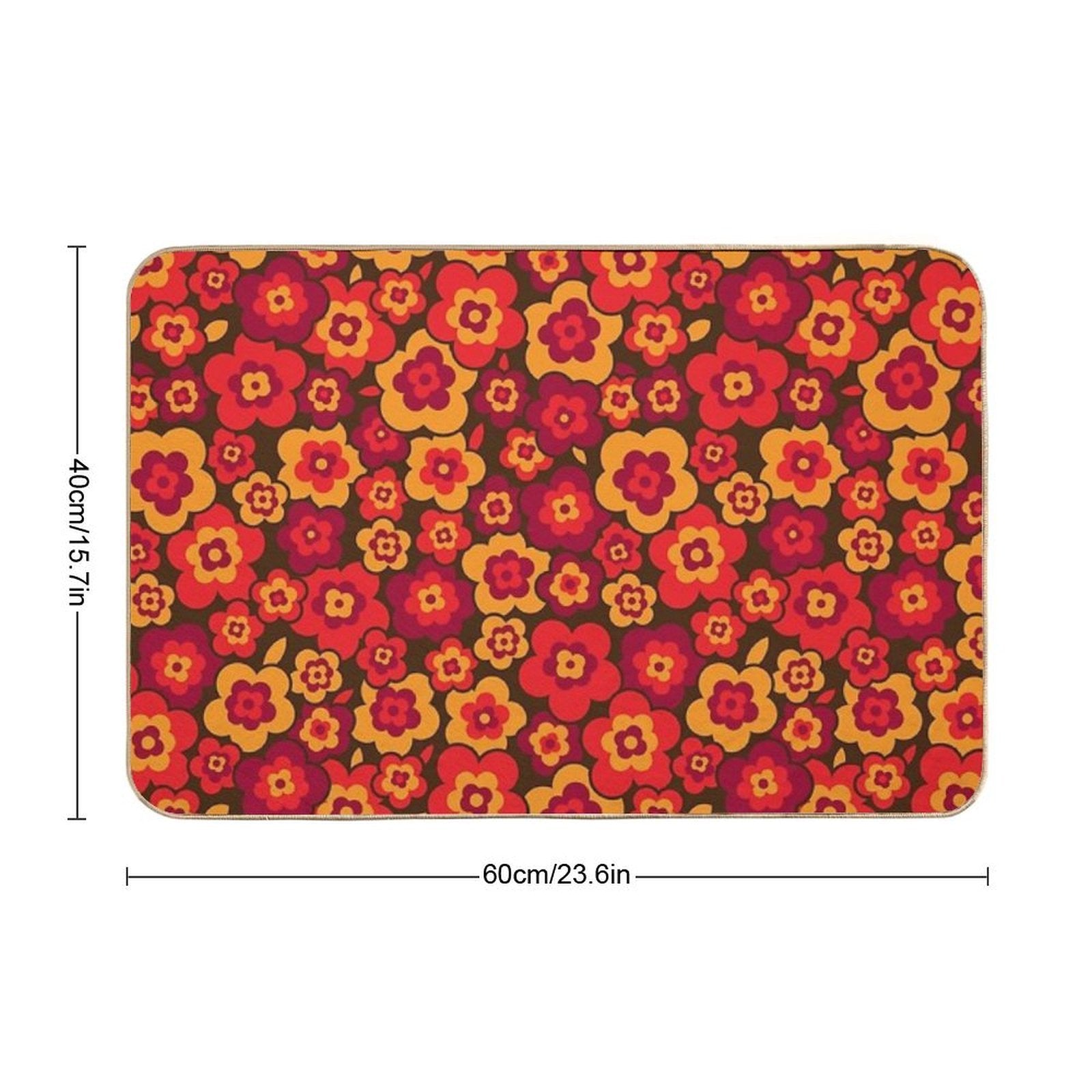 Retro Vintage Orange Poppies Anti-Trip Bath Mat - - Bath Mats & Rugs
