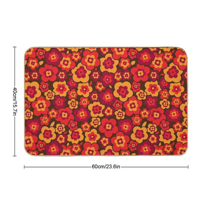Retro Vintage Orange Poppies Anti-Trip Bath Mat - - Bath Mats & Rugs