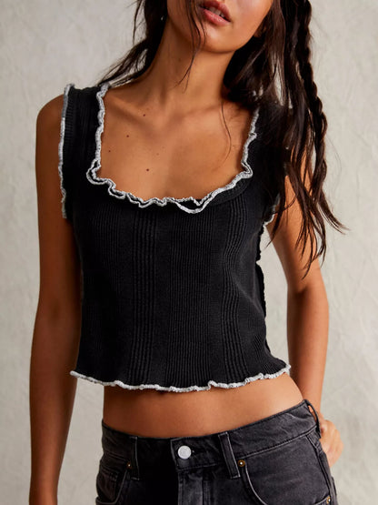 Lettuce Trim Square Neck Tank- Shopimist- {{Product type}}