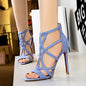 Simple Hollow Out High Heels Blue