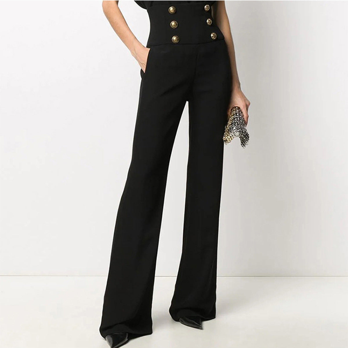 Sequin Halter Neck Flare Jumpsuit - - pants