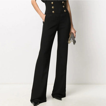 Sequin Halter Neck Flare Jumpsuit - - pants