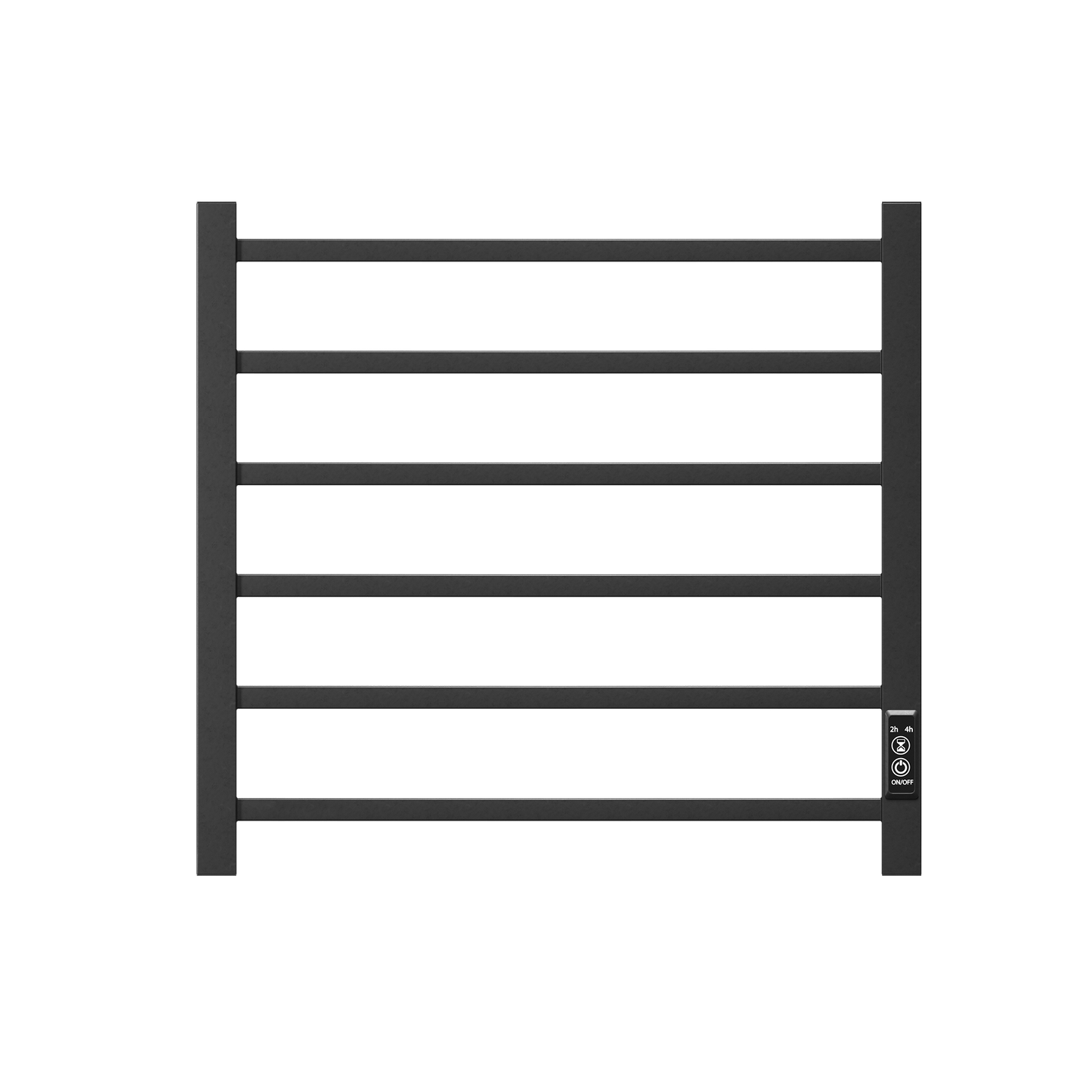 Towel Warmer 6 Bar Electric Heated Towel Rack Wall Mount Plug-in/Bath Towel Heater Matt-Black - Timer - -