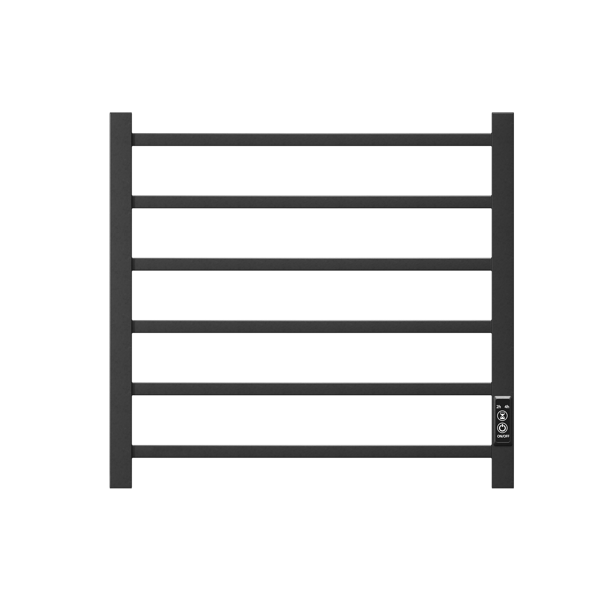 Towel Warmer 6 Bar Electric Heated Towel Rack Wall Mount Plug-in/Bath Towel Heater Matt-Black - Timer - -