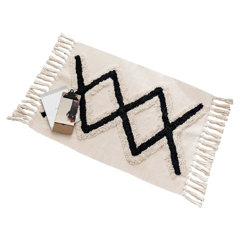 Handwoven Moroccan Cotton Fringe Area Rug - Kia Day Design
