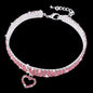 Heart-Shaped Rhinestone Pet Collar Pink Large