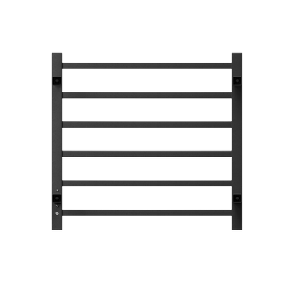 Towel Warmer 6 Bar Electric Heated Towel Rack Wall Mount Plug-in/Bath Towel Heater Matt-Black - Timer - Black -