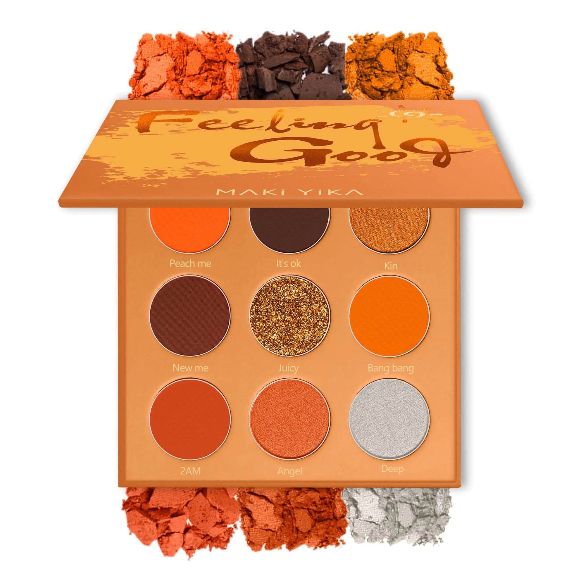 MAKI YIKA Orange Eyeshadow Palette Long Lasting Orange Eye Shadow for Women High Pigmented 9 Color Waterproof Orange Eye Makeup (#4 Orange)- Kia Day Design- {{Product type}}