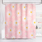 Pink & White Daisy Shower Curtain Set Washable Waterproof Fabric with 6 Hooks 36x72 inch - Kia Day Design