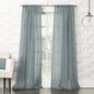 Harbor Blue Tayla Crushed Texture Semi-Sheer Rod Pocket Curtain Panel 50" x 95" - Kia Day Design