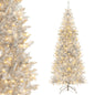 6/7 FT Pre-Lit Artificial Silver Tinsel Xmas Tree with 790 Branch Tips and 300 LED Lights-6 ft - - Home & Garden