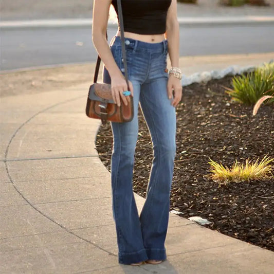 Slim Fit Women's Solid Color Button Jeans - Kia Day Design