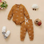 Newborn Baby Bodysuits + Elastic Pants brown 9M