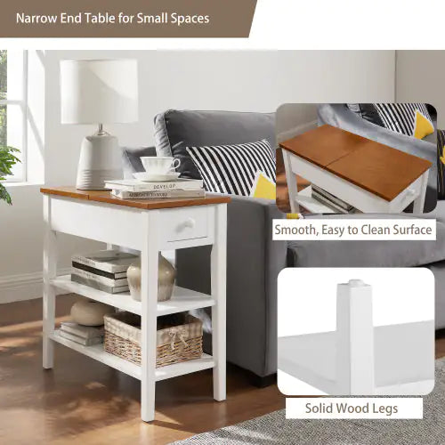 White 2-Tone Coffee Table with USB Charging Port - Kia Day Design