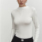 Slim Fit Long Sleeve Top - White - shirt