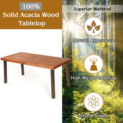 Rectangular Acacia Wood Rustic Dining Furniture Table- DirectDeals- {{Product type}}