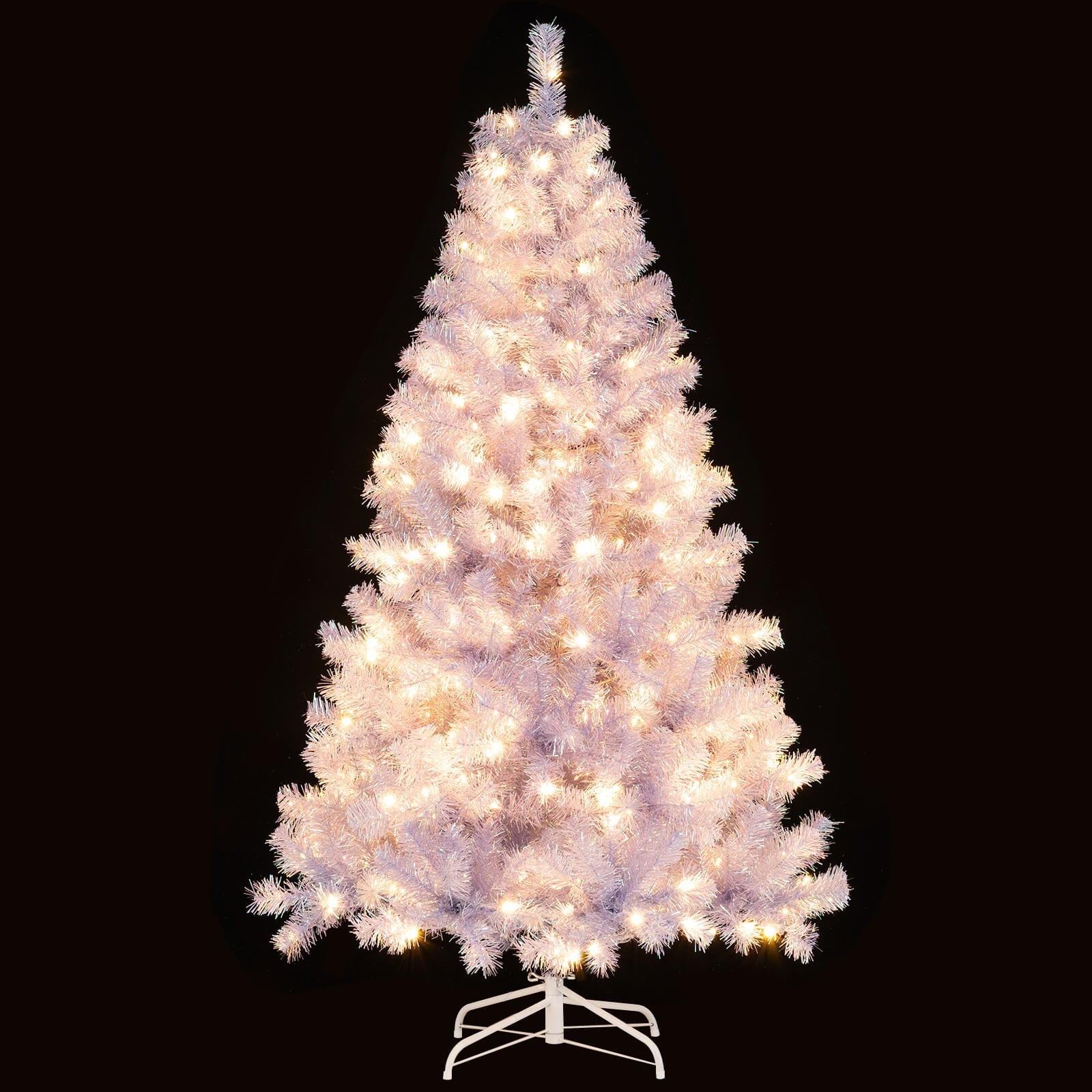 6/7.5 FT Pre-Lit Tinsel Christmas Tree Artificial Xmas Tree - -