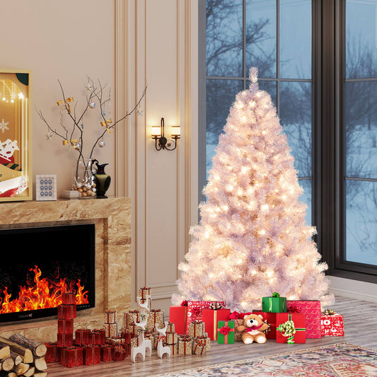 6/7.5 FT Pre-Lit Tinsel Christmas Tree Artificial Xmas Tree - - christmas tree