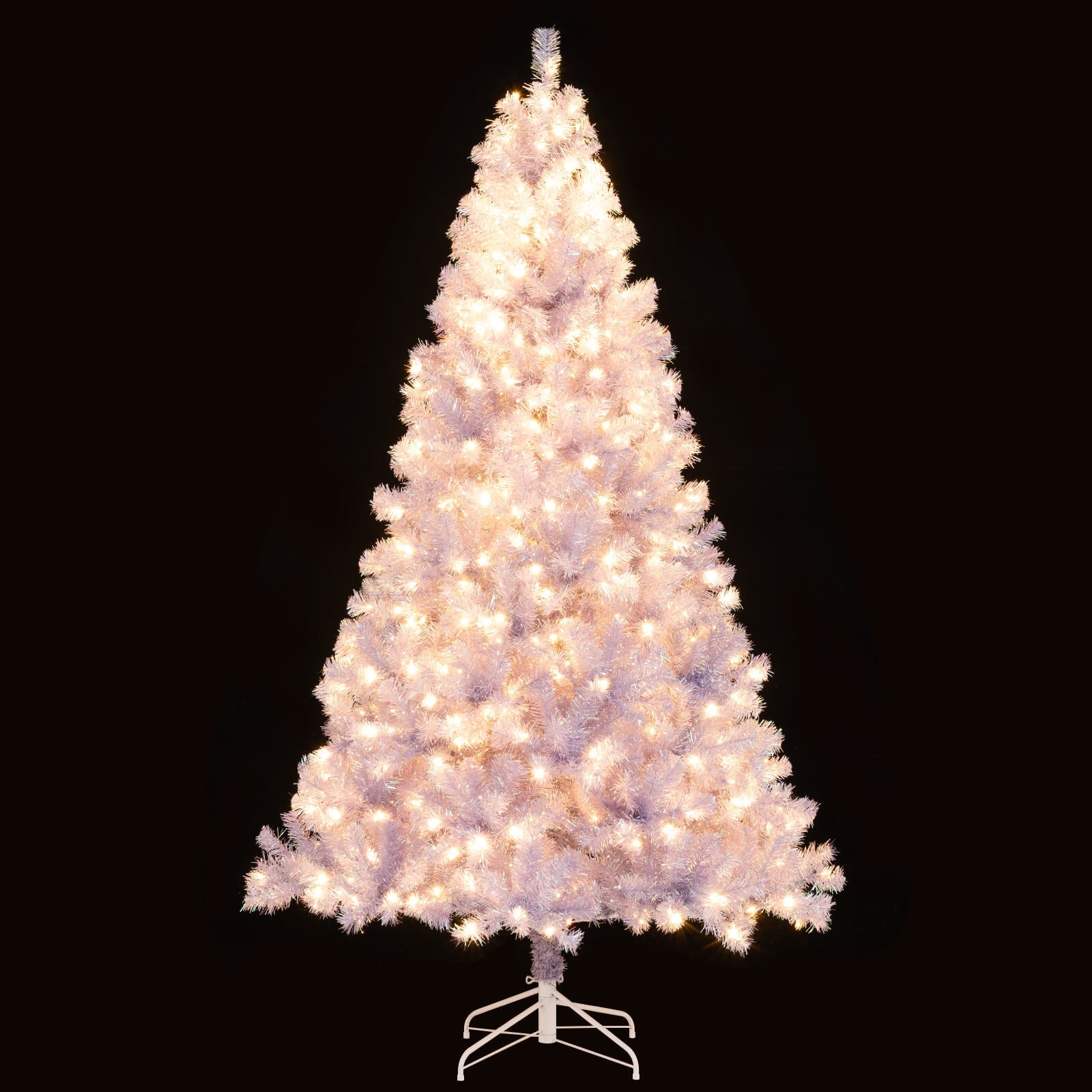 6/7.5 FT Pre-Lit Tinsel Christmas Tree Artificial Xmas Tree - -