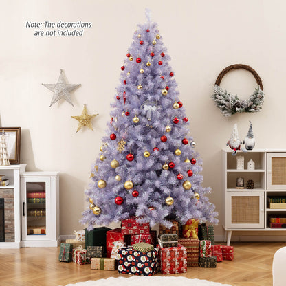 6/7.5 FT Pre-Lit Tinsel Christmas Tree Artificial Xmas Tree - -