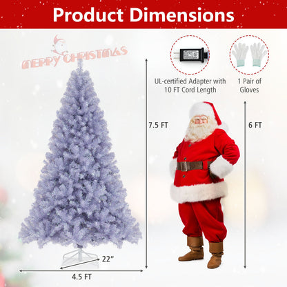 6/7.5 FT Pre-Lit Tinsel Christmas Tree Artificial Xmas Tree - -