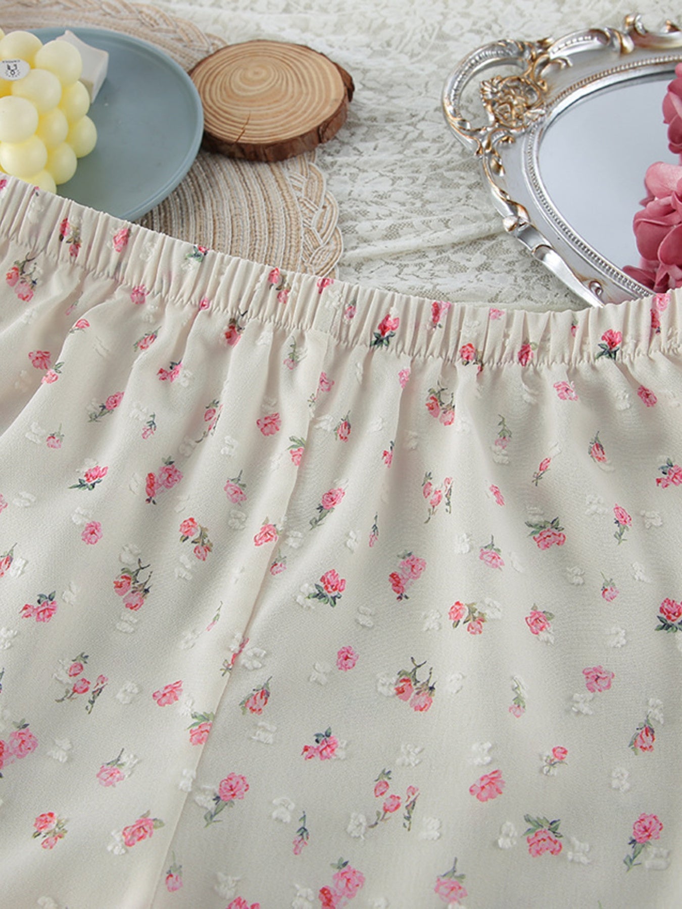 Floral Print Lace Trim Cami and Shorts Set- Shopimist- {{Product type}}