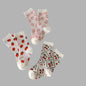 Cherry Flower Double Woven Cotton Socks red white