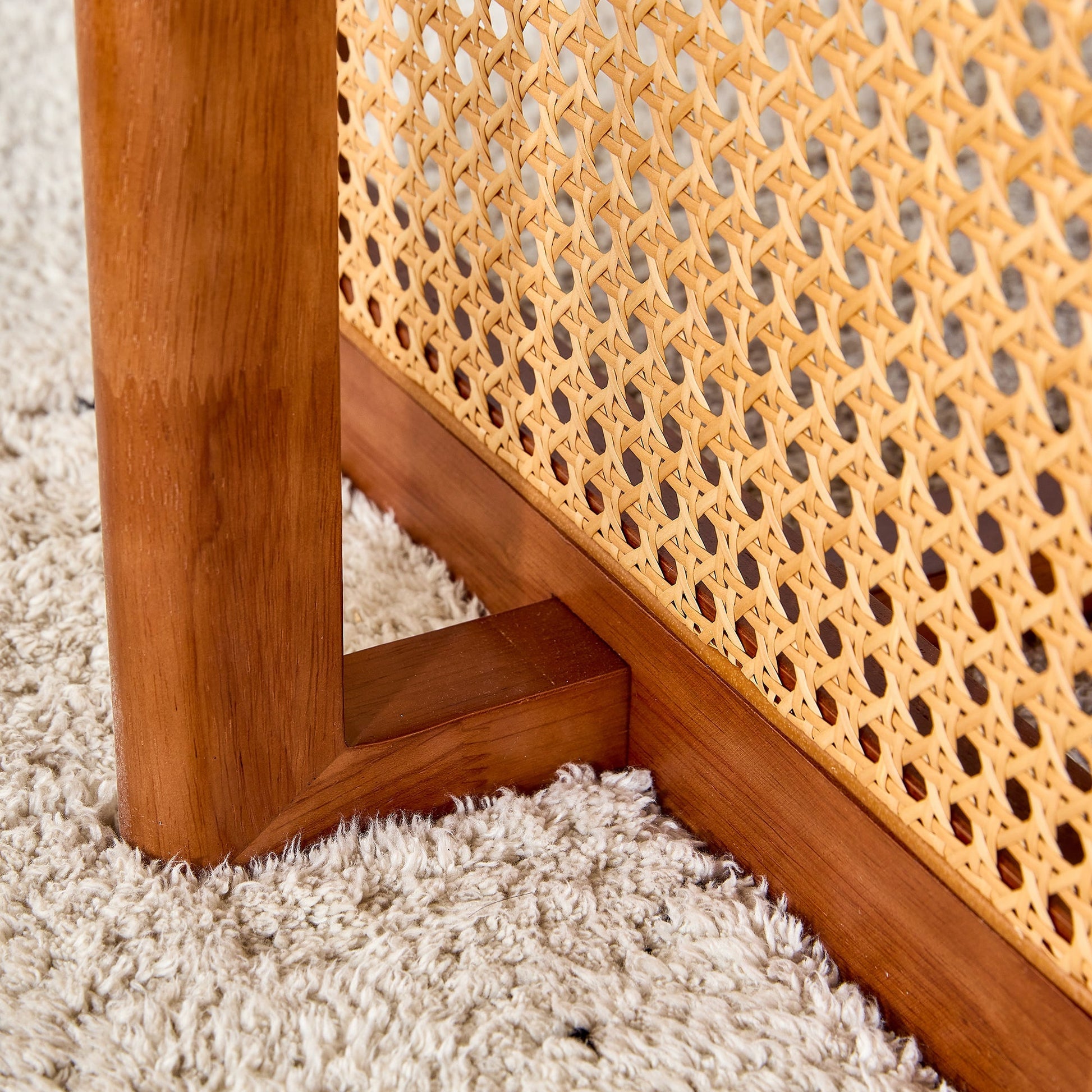 Chinese Style Imitation Rattan Tea Table Walnut Color - - Furniture
