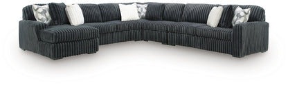 Midnight-Madness - Sectional - Dark Gray 5 Pc. Sectional With LAF Corner Chaise And RAF Sofa - Stationary Sectionals