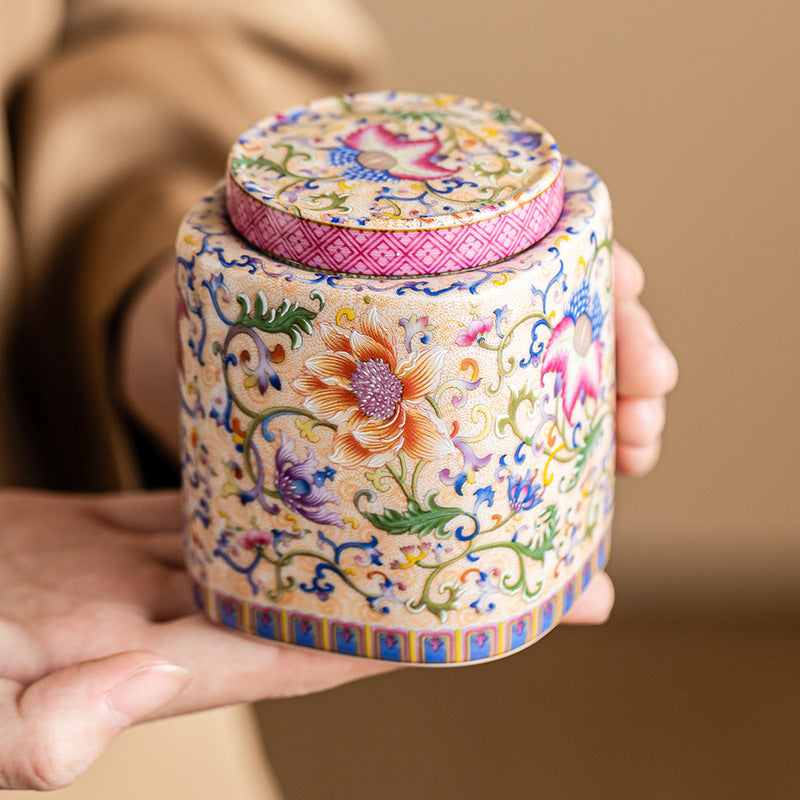Enamel Color Tea Storage Can - - Food Storage
