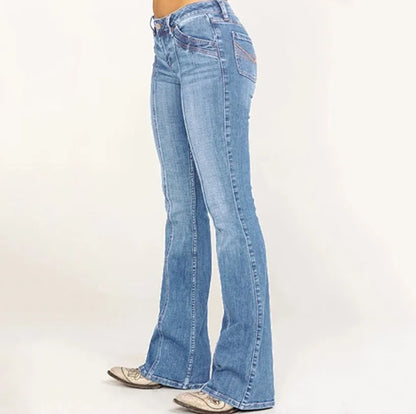 Casual Denim Jeans Long Pants Wide Leg Flared Bell Bottom Pants Jeans