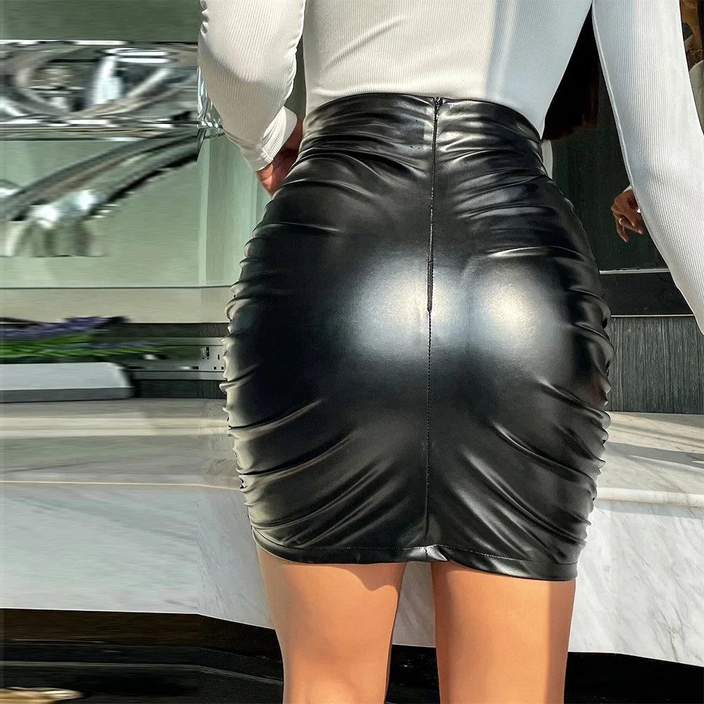 Summer PU Leather Mini Skirt