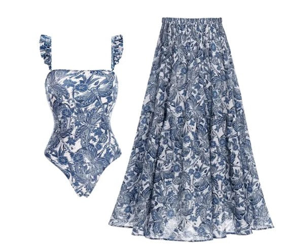 Alice Swimsuit with Skirt - Ruffle edge combo set - swimwear