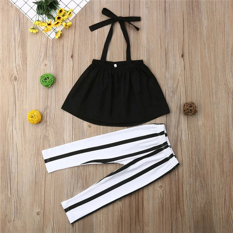 Tank Top and Striped Pants Outfit Sets