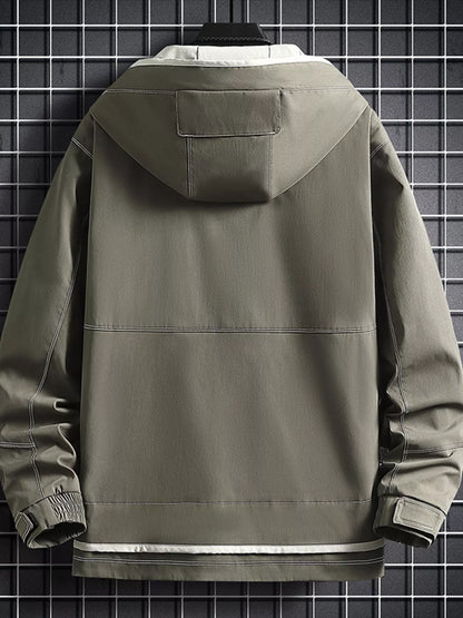Men's Plus Size Hooded Casual Lightweight Jacket - -