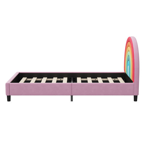 Rainbow Design Upholstered Twin Platform Bed - - bed frame
