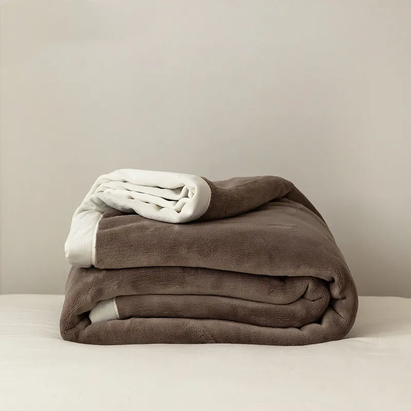 Simple Japanese Style Plain Milk Velvet Casual Blanket - - blanket