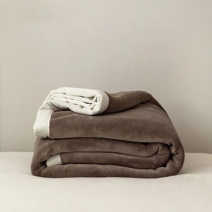 Simple Japanese Style Plain Milk Velvet Casual Blanket - - blanket